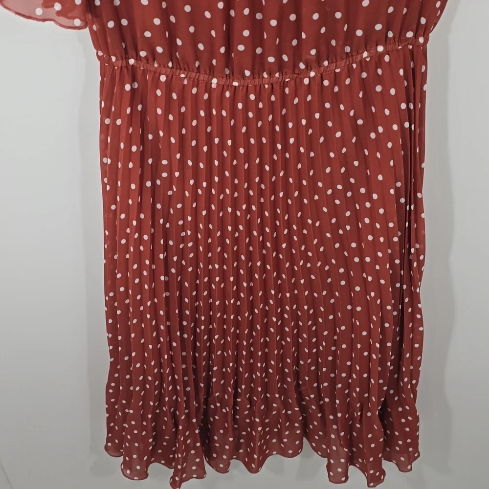 {Indigo Rose} Polka Dot Pleated Dress - Size MEDIUM - Picture 6 of 16